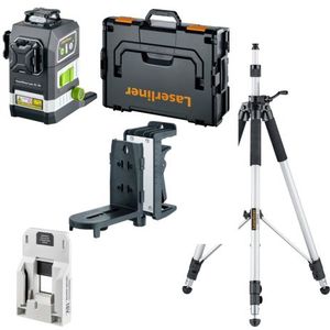 Laserliner PowerPlane-Laser 3G Multi-18V Kruislijnlaser In L-Boxx - 3 Lijnen - Groen - 60m - IP54 + VarioStand L Laserstatief + Metabo Adapter