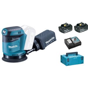 Makita DBO180RFJ 18V Li-Ion Accu excentrische schuurmachine set (2x 3.0Ah accu) in Mbox - 125mm