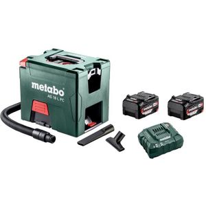 Metabo AS 18 L PC Li-Ion accu alleszuiger / bouwstofzuiger set (2x 5,2Ah accu) - L-Klasse - 7,5L