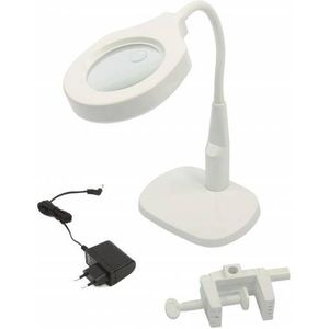 HBM 125 mm LED loupe lamp met voet en tafelklem