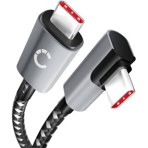 Samsung Galaxy S9 Plus (SM-G965) USB-C naar USB-C 100W kabel met L-vorm en rechte hoek van 1m, snelle laadkabel van Cellonic