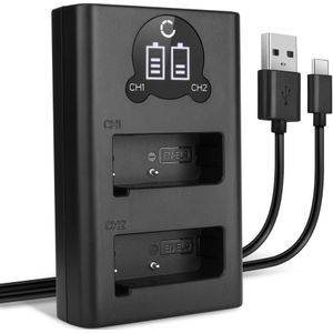 USB Dubbele Oplader voor Nikon D40x - Snelle en Slimme Lader, Laadkabel Voeding + USB Kabel