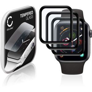 3x Apple Watch 4 - 40mm Schermbeschermer 9H getemperd glas 3D Full Cover van CELLONIC