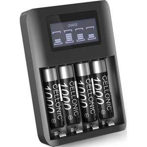 USB Batterijlader AA Batterij Oplader voor 4 Accu AAA 1.2V 4 Slots Kanalen + 4x AAA 1000mAh oplaadbar