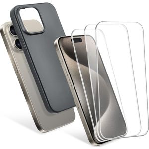 iPhone 15 Pro Max Hoesje & 3x Schermbeschermer Set van CELLONIC® - Helder
