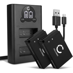 2x Canon LP-E12 Accu Batterij + Dubbele Oplader 820mAh van CELLONIC
