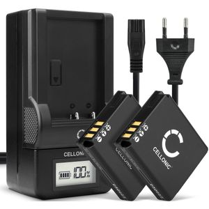 2x Panasonic Lumix DMC-FX10 Accu Batterij + Oplader 1100mAh van CELLONIC