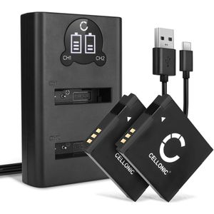 2x Canon PowerShot SD1300 IS Accu Batterij + Dubbele Oplader 1000mAh van CELLONIC
