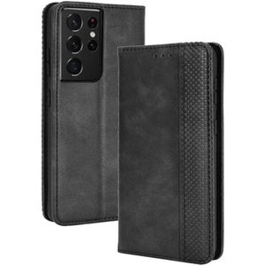 Telefoon doos Samsung Galaxy S21 Ultra (SM-G998) Book Case Portemonnee Hoesje Flip Hoesje Book Cover Flip Wallet met Kaarthouder zwart