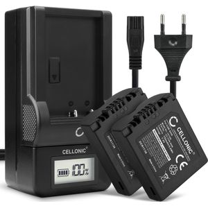 2x Panasonic Lumix DMC-FZ28 Accu Batterij + Oplader 750mAh van CELLONIC