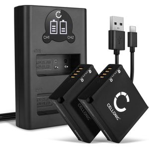 2x Panasonic DMW-BLE9 Accu Batterij + Dubbele Oplader 980mAh van CELLONIC