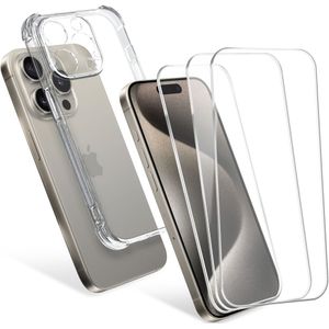 iPhone 15 Pro Hoesje & 3x Schermbeschermer Set van CELLONIC® - Helder