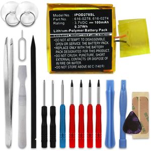 Apple iPod Shuffle 2 Gen. - A1204 Accu Batterij + Schroevendraaier-set 100mAh van subtel