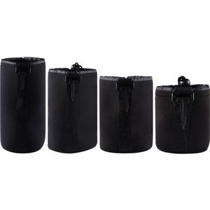 Universele, beschermende lens cases voor DSLR camera's - Vier pouches voor objectieven van Nikon, Canon, Sony, Fujifilm, Olympus