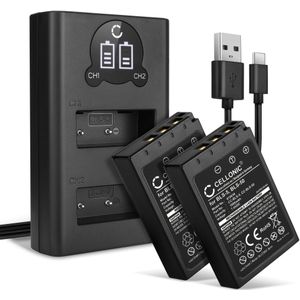 2x Olympus Pen E-PL6 Accu Batterij + Dubbele Oplader 1000mAh van CELLONIC