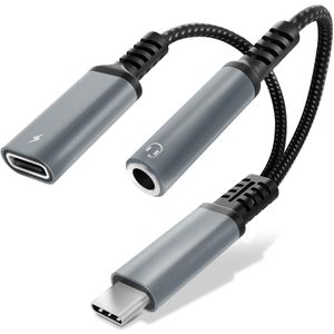 LG Q7 Plus USB C naar Aux Jack 3.5 mm Adapter van CELLONIC - zwart