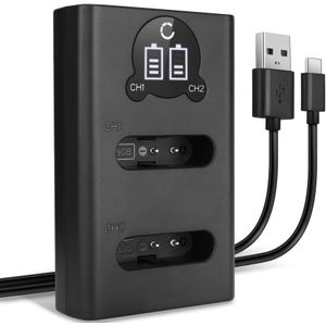 USB Dubbele Oplader voor Olympus UC-90 - Snelle en Slimme Lader, Laadkabel Voeding + USB Kabel