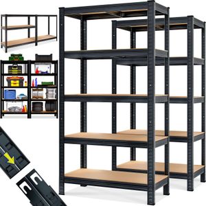 2x Schroefloze Stellingkast - 180x90x40cm Totaal 1750kg - Zwart