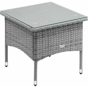 CASARIA Bijzettafel - Polyrattan Buiten Koffietafel 50x50x45cm - Grijs