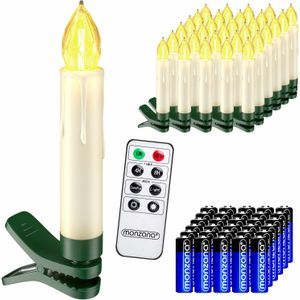 Monzana LED Kaars Kerstverlichting – 30 Stuks voor Kerstboom – Warm Wit