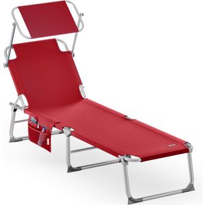 Ligbed Ibiza Rood 190x59x29cm Alu Zonnescherm