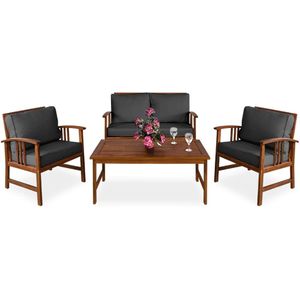 Casaria - Atlas - Tuinset - Acaciahout - Tafel/Stoelen/Bank - Inclusief Kussens