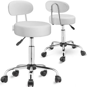 Rolkruk Wit Set van 2 360° draaibaar met rugleuning