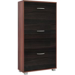 Schoenenkast – 3 Kleppen – 115x60x24cm – 18 Paar Schoenen -Bruin/Zwart