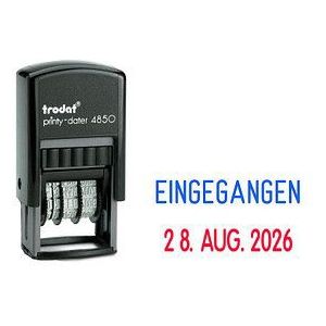 trodat Datumstempel mit Text "Eingegangen" printy-dater 4850/L selbstfärbend blau rot