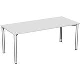 geramöbel Flex Schreibtisch lichtgrau, silber rechteckig, 4-Fuß-Gestell silber 180,0 x 80,0 cm