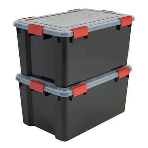 2 IRIS Ohyama AT-L BkR/C/D.Red Aufbewahrungsboxen 2x 50,0 l schwarz, transparent, rot 29,0 x 59,0 x 29,0 cm