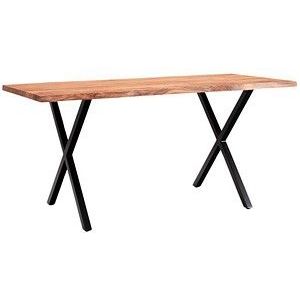 WOHNLING Esstisch akazie rechteckig, X-Fuß-Gestell schwarz, 140,0 x 80,0 x 76,0 cm
