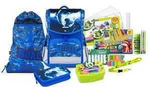 JOLLY Schulranzen-Set ERGONOMIC FLEXI Kunstfaser blau
