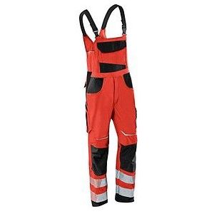 KÜBLER® unisex Warnschutz-Latzhose REFLECTIQ rot, schwarz Größe 94