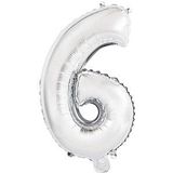 amscan® Folienballon Mini, Zahl 6 silber, 1 St.