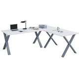 VCM my office Lona Schreibtisch weiß rechteckig, X-Fuß-Gestell silber 190,0 x 50,0 cm