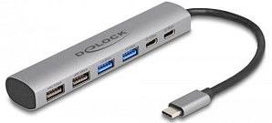 DeLOCK USB-Hub 6-fach grau
