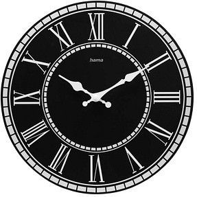 hama Wanduhr Rab schwarz Mitteldichte Holzfaserplatte (MDF), Ø 30,0 cm