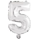 amscan® Folienballon Mini, Zahl 5 silber, 1 St.