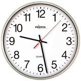 PEWETA Wanduhr weiß silber Kunststoff, Ø 25,0 cm