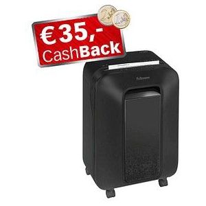 AKTION: Fellowes Powershred LX 201 Aktenvernichter mit Partikelschnitt P-5, 2 x 12 mm, bis 11 Blatt, schwarz mit CashBack