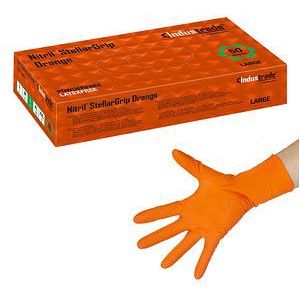 Industrade® unisex Einmalhandschuhe Nitril® StellarGrip Orange orange Größe L 50 St.