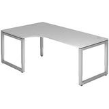 HAMMERBACHER RS82 höhenverstellbarer Schreibtisch lichtgrau L-Form, O-Fuß-Gestell silber 200,0 x 120,0 cm