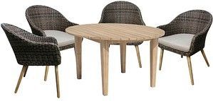 Garden Pleasure Sitzgruppe PUEBLO/ ARVADA taupe, natur Kunststoff, Holz, 5-teilig