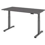 HAMMERBACHER XDSM16 elektrisch höhenverstellbarer Schreibtisch grafit rechteckig, T-Fuß-Gestell grau 160,0 x 80,0 cm
