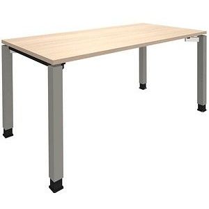 fm Sidney höhenverstellbarer Schreibtisch akazie rechteckig, 4-Fuß-Gestell Quadratrohr silber 160,0 x 80,0 cm
