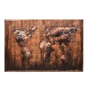 Garden Pleasure Wandbild 3D Weltkarte braun, Metall