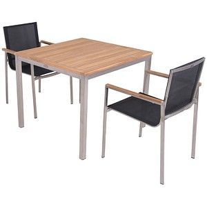 Garden Pleasure Sitzgruppe DENVER dunkelgrau, silber Holz, Metall, 3-teilig
