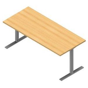 Quadrifoglio Schreibtisch buche rechteckig, C-Fuß-Gestell silber 180,0 x 80,0 cm