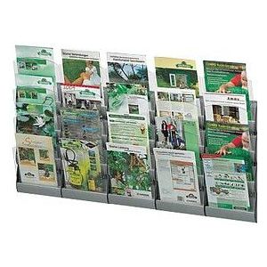 5 PAPERFLOW Wandprospekthalter Integral silber DIN A4 20 Fächer